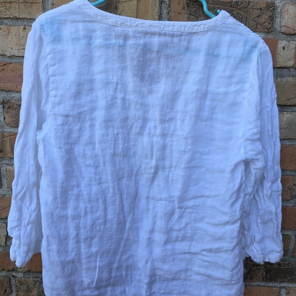 Joie 100% Linen Ivory Pintuck Blouse - Picture 6 of 12